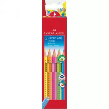 Spalvoti pieštukai Faber-Castell Jumbo GRIP Neon 5 vnt.