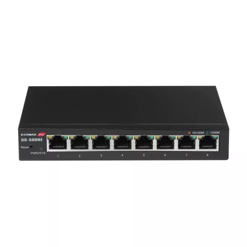 Edimax GS-5008E tinklo jungiklis valdomas Gigabit Ethernet (10/100/1000) Juodas