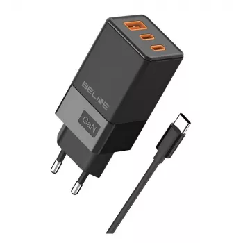 Beline 65W sieninis įkroviklis 2x USB-C 1x USB-A, juodas, PD 3.0