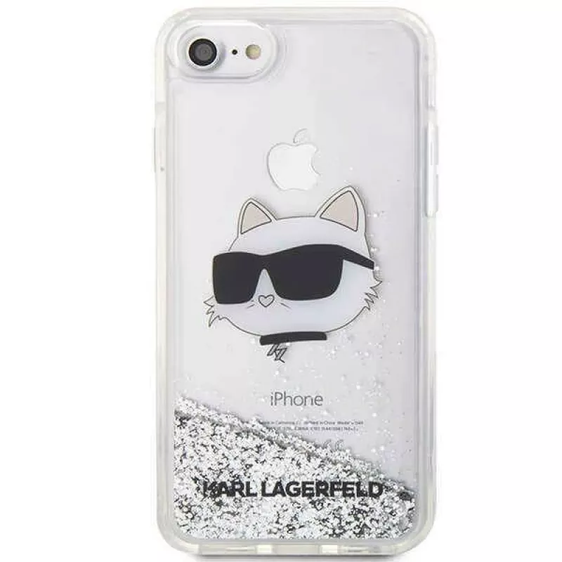 Karl Lagerfeld | Original Dėklas iPhone SE 2022/SE 2020/7/8 Karl Lagerfeld Kietas Dėklas Blizgučiai Choupette Galva (KLHCI8LNCHCS)