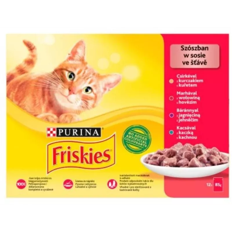 Friskies Mix mėsa - šlapias kačių ėdalas - 12 x 85 g