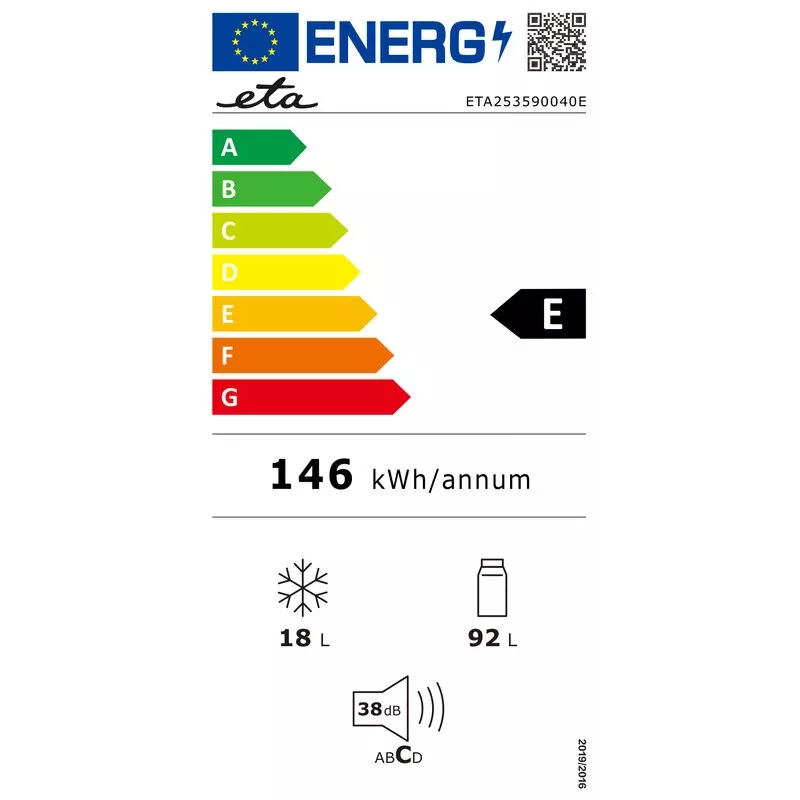 Šaldytuvas ETA Storio retro ETA253590040E, E energijos klasė, 90 cm, 92 L šaldymo + 18 L šaldiklio