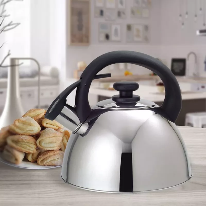 Virdulys Maestro MR1302 nerūdijantis plienas 2,5 L, tinkamas indukcinėms kaitlentėms, švilpuku, juoda rankena