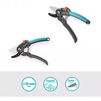 Genėjimo žirklės GARDENA PremiumCut 12240-20 priekalas sausai medienai, pilka/turquoise
