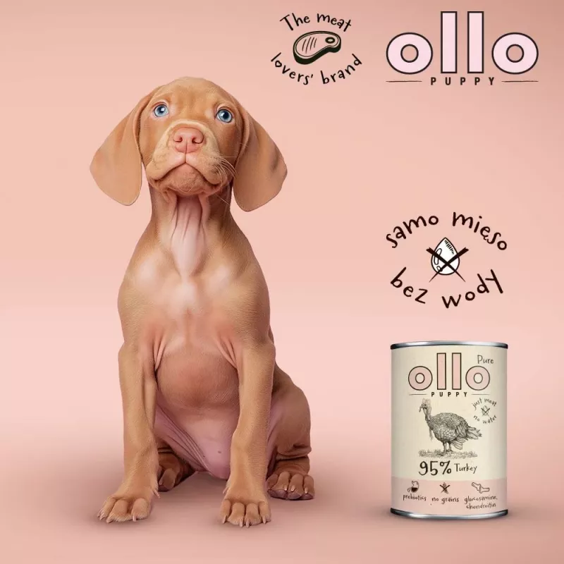 OLLO Puppy Pure Turkey šlapias ėdalas šuniukams – 850 g