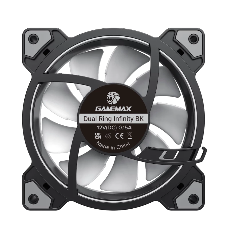 Gamemax DUAL RING INFINITY korpuso ventiliatorius, juodas