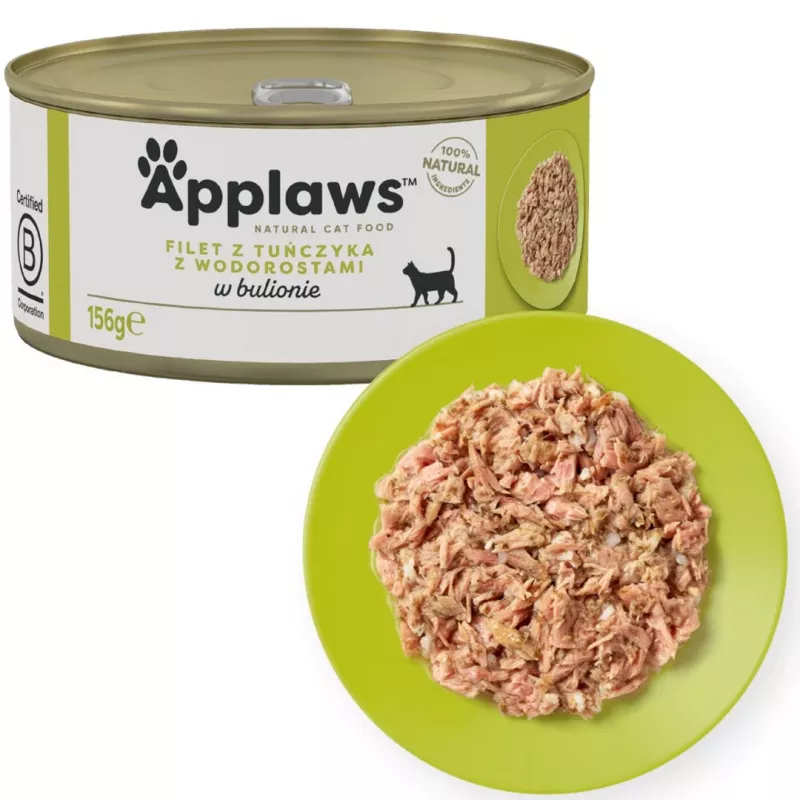 APPLAWS Tuno filė su jūros dumbliais sultinyje - šlapias kačių ėdalas - 156g