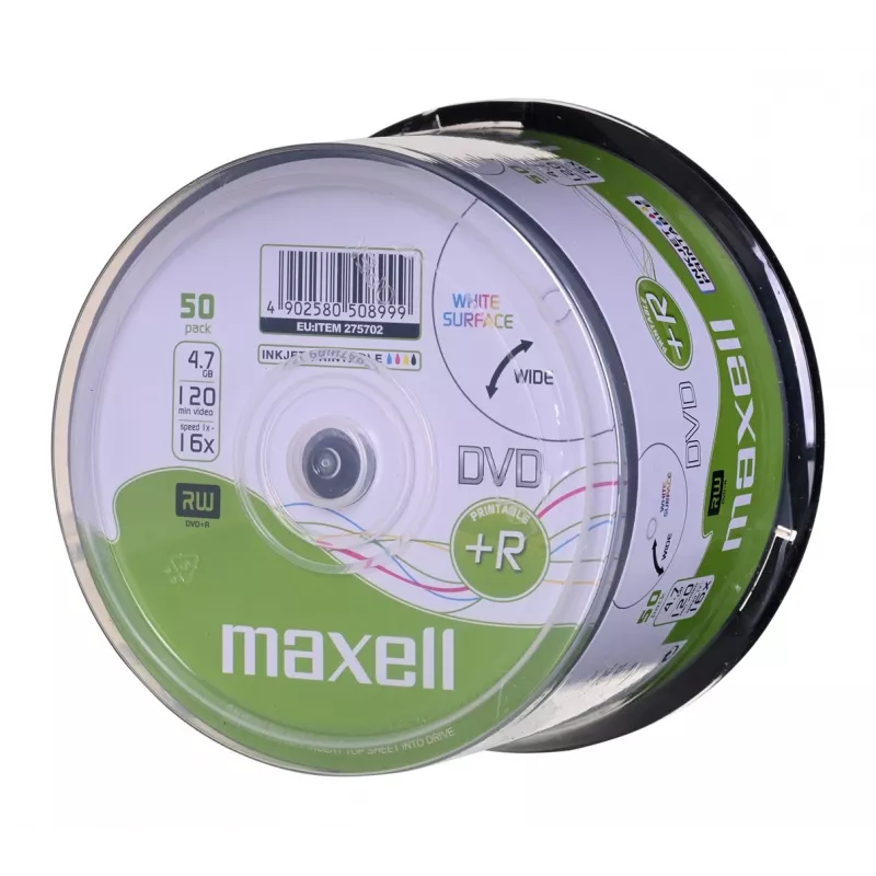 MAXELL DVD+R 4,7 GB 16x 50 vnt. spausdinamas diskų rinkinys