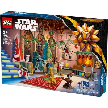 Statybinis žaislas LEGO Star Wars Advent Calendar 2025 – rinkinys 75418, sezoninės pastatomos minifigūrėlės ir modeliai