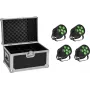 LED PAR šviestuvų rinkinys EUROLITE Silent 6 QCL Floor – 4 vnt. su transportiniu dėklu