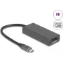 DELOCK 64316 vaizdo kabelio adapteris USB Type-C į HDMI + DisplayPort, 0,15 m, aliuminis, pilka