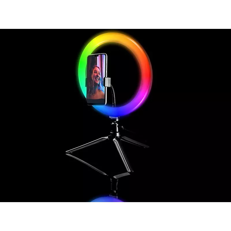 Žiedinė lempa RGB 26cm su trikoju