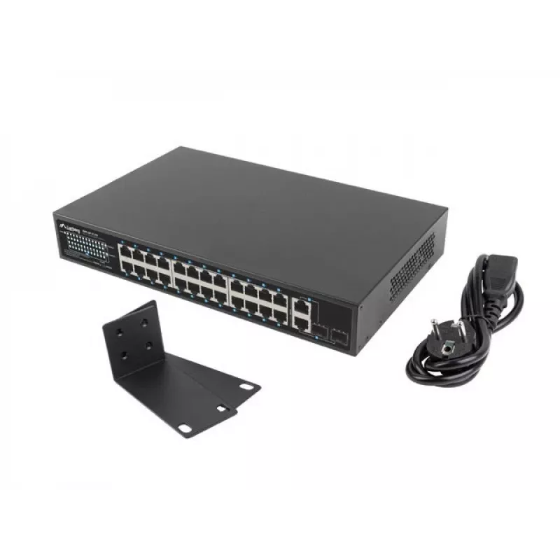 Nevaldomas Gigabit Ethernet komutatorius Lanberg RSFE-24P-2C-250 su 24 PoE+ prievadais