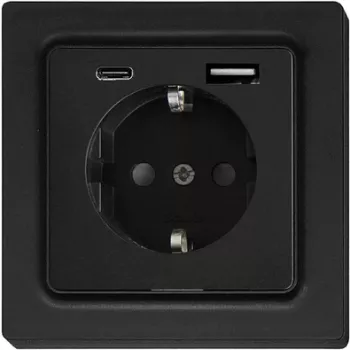 Eltako įžemintas kištukinis lizdas su USB jungtimi Antracito matinis DSS55E+USBA+C-am (30055900)