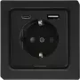 Eltako įžemintas kištukinis lizdas su USB jungtimi Antracito matinis DSS55E+USBA+C-am (30055900)