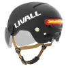 Šalmas Livall L23 juodas 54-58 cm su LED/SOS apsauginiu skydeliu