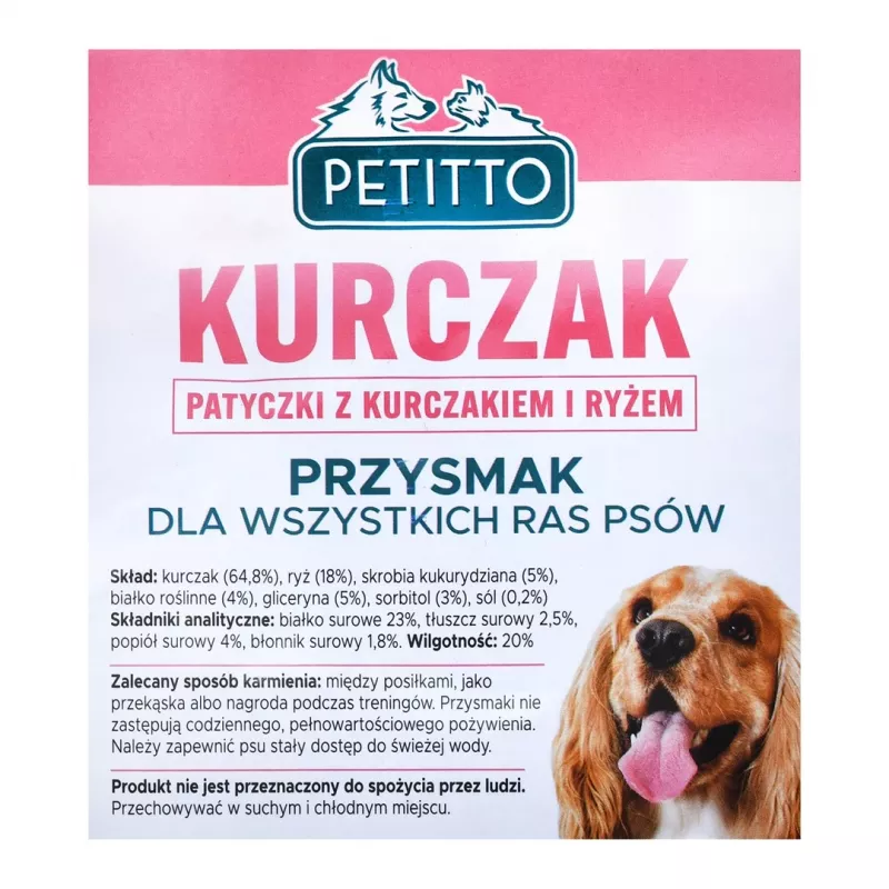 Šunų skanėstas PETITTO Sticks su vištiena ir ryžiais 500 g