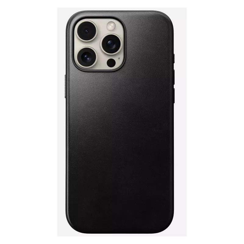 Telefono dėklas Nomad Modern Leather Case, skirtas iPhone 16 Pro Max, 6,9 colio (17,5 cm), juodos spalvos, oda+PC+TPU