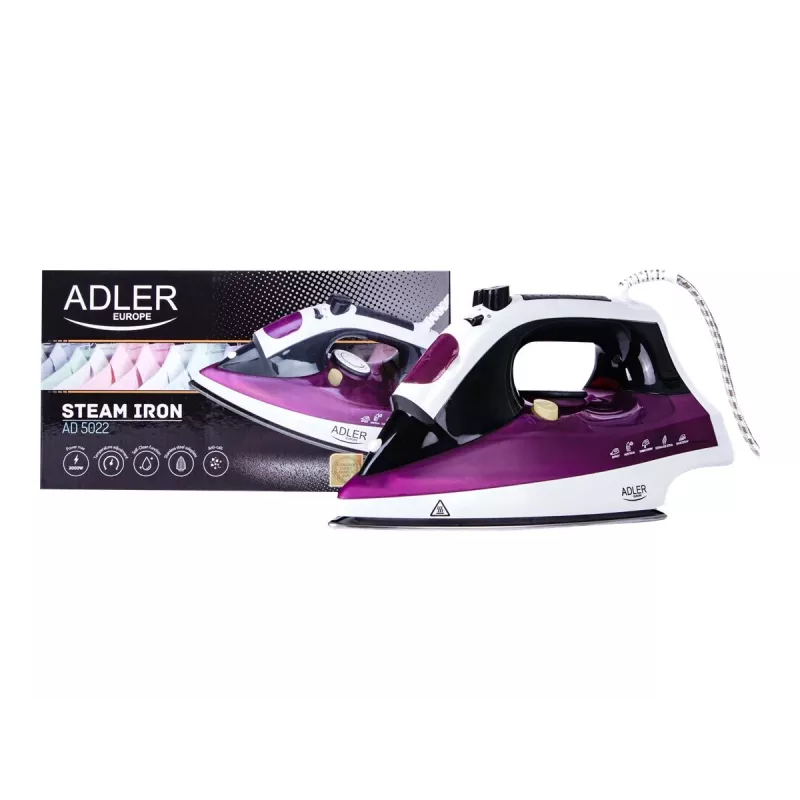 Lyginimo lygintuvas Adler AD 5022 sausas ir su garais, keraminis padas, violetinis, 2200 W