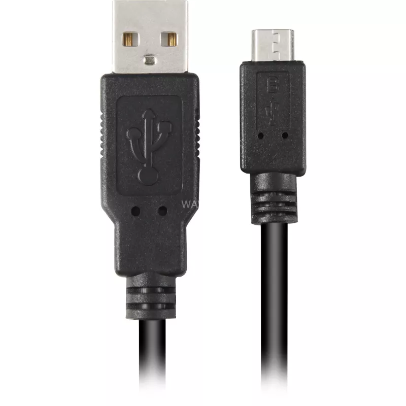 USB 2.0 laidas, USB-A kištukas > Micro-USB kištukas (juodas, 2,0 metro)