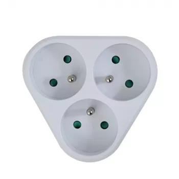 3 lizdų elektros adapteris ESPERANZA ELK303W, kištukas E tipas, 16A, 220–240V, įžemintas, baltas