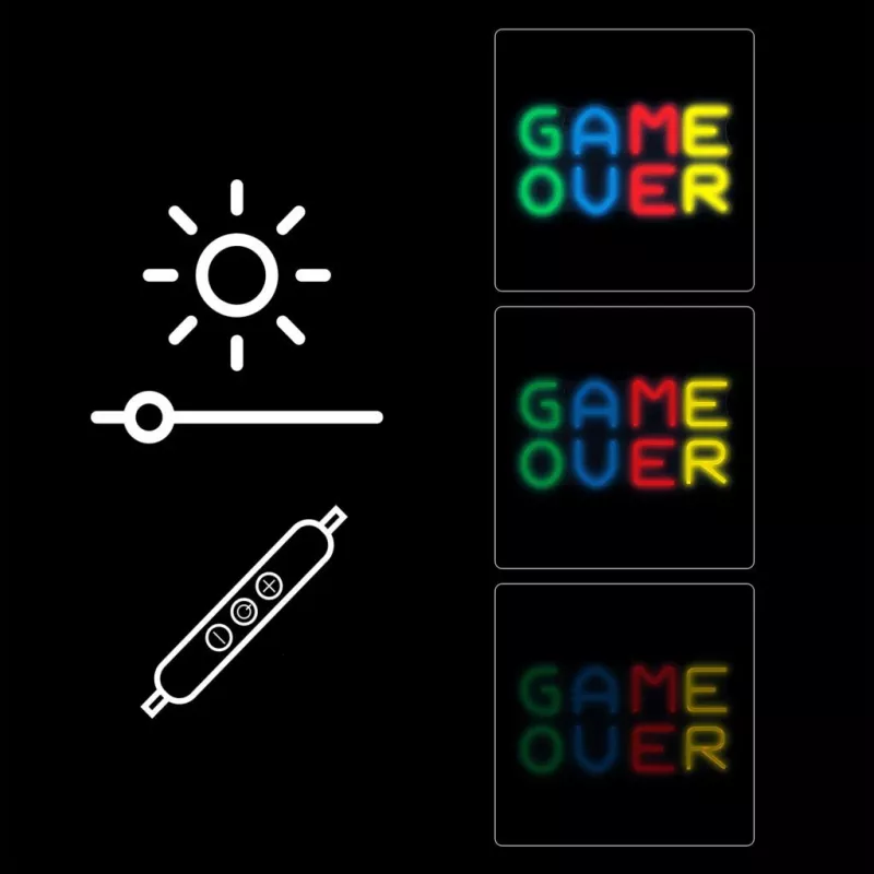 Neoninis ženklas MANTA SNL102MT – sieninė LED šviesos dekoracija „Game Over“