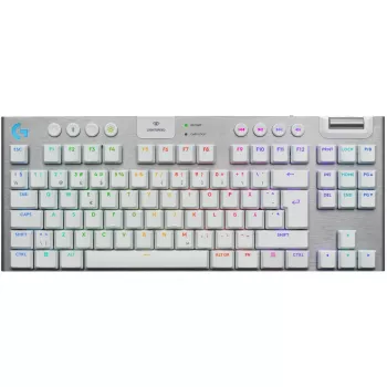 Belaidė mechaninė žaidimų klaviatūra Logitech G G915 X LIGHTSPEED TKL (balta, be skaičių bloko)
