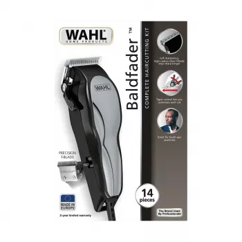 Plaukų kirpimo mašinėlė Wahl 20107.0460 Baldfader – vielinė AC trimerė, 6 ilgio pakopų, 1–13 mm, 45 mm peiliuko plotis, juoda/chromas