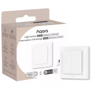 Aqara Light Switch H2 EU (4 mygtukai, 2 kanalai) (WS-K08D) - Zigbee ir Thread sieninis jungiklis su 2 relėmis