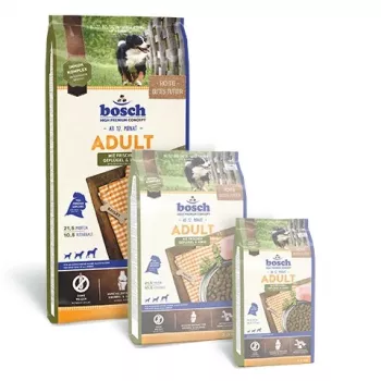 Bosch ADULT WITH FRESH POULTRY & MILLET, suaugusiems šunims, soros, paukštiena, 15 kg