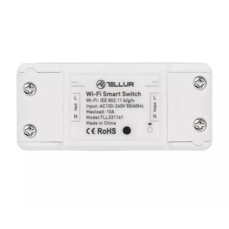 Inlinis WiFi jungiklis Tellur TLL331161 2200W – išmanioji relė lempoms ir prietaisams