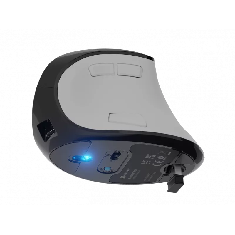 Belaidė vertikali pelė NATEC Euphonie Pro Bluetooth 5.0, 4000 DPI, programuojama, tyli, balta