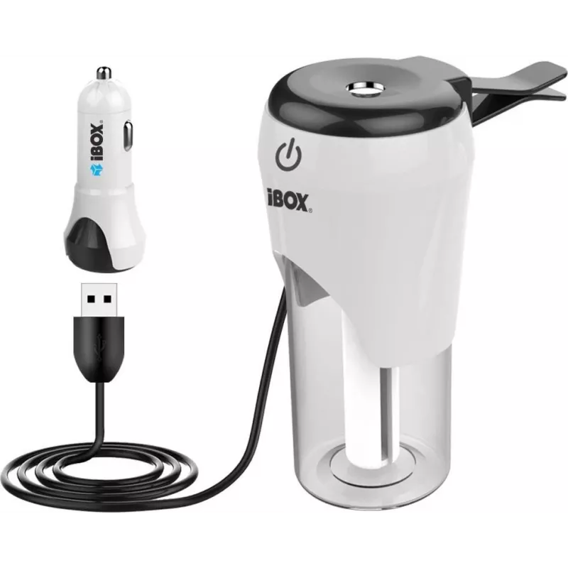 Automobilinis USB įkroviklis su oro drėkintuvu ir aromadifuzoriumi iBox ICCH-01