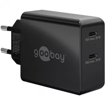 Įkroviklis Goobay 61757 Greitasis USB Type-C 2 prievadai Juodas