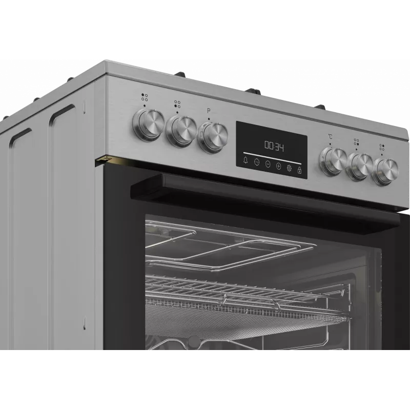 BEKO viryklė FBMA61330GXDT – dujinė kaitlentė, elektrinė orkaitė, 72 L, nerūdijantis plienas