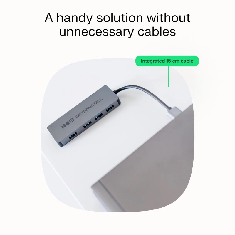 USB išplėtimo stotelė Green Cell HUB-GC-A4A — 4 prievadų USB-A 3.0 šakotuvas