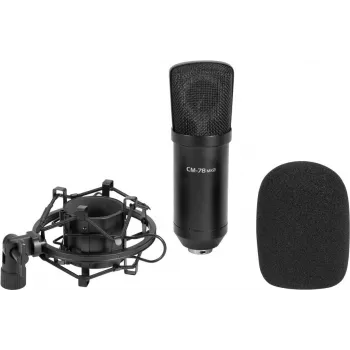 Didelės diafragmos kondensatorinis mikrofonas Omnitronic CM-78MK2 – vokalo ir instrumentų įrašymui studijoje