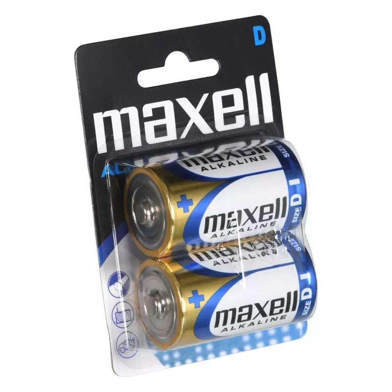 Šarminė baterija MAXELL D 1,5 V (cilindrinė) — 2 vnt., lizdinė pakuotė