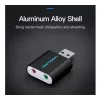 Vention išorinė USB garso plokštė juoda metalinė
