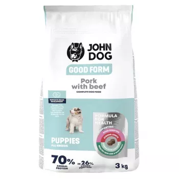 Sausas šunų ėdalas JOHN DOG Good Form Puppy Pork with Beef šuniukams, 3 kg