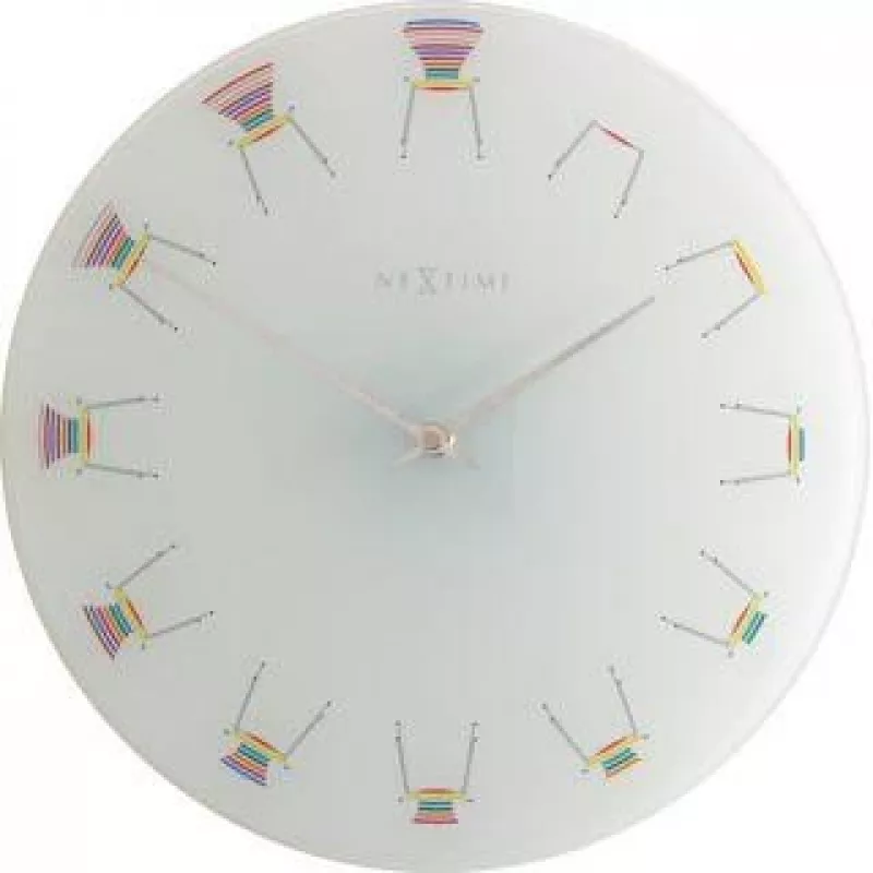 NeXtime klok 8809 Kėdė, Ø30 cm, sieninis, balta / daugiaspalvė