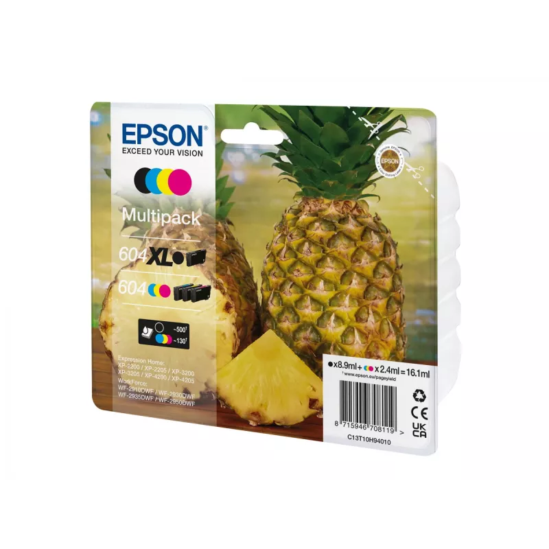 Epson 604XL rašalo kasetė 4 vnt. Originalus didelės talpos juoda, žydra, rausvai raudona, geltona