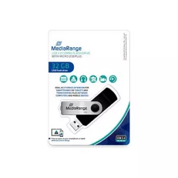 MediaRange MR932 - USB atmintukas - 32GB - USB 2.0 / micro USB - juodas/sidabrinis (MR932-2)