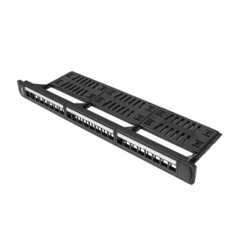 Patch panel 1U Lanberg PPKS-1124-B, 24 prievadai, 1U, ABS, juoda, 482,6×44,5×154 mm