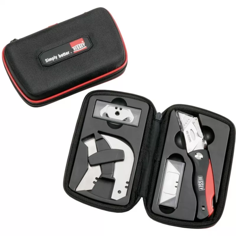 BESSEY DBKPH-SET naudojimo peilis su fiksuotu ašmeniu, juodas/raudonas