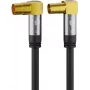 Goobay TV antenos laidas (135 dB tipas), 4x ekranuotas, 3 m, juodas – auksuotas, Koax lizdas 90° > Koax kištukas 90° (70464)