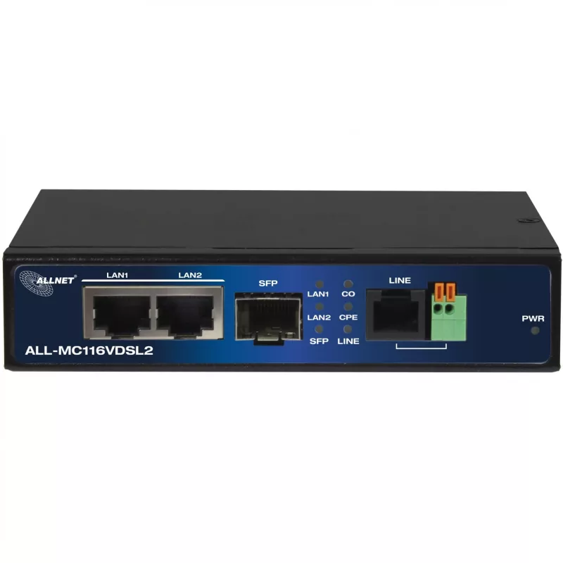 Modemas ALLNET ALL-MC116VDSL2 160 Mbit/s 2x RJ45 SFP juodas