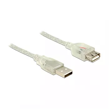 USB ilginimo laidas DeLOCK 5m 2xUSB 2.0 A (permatomas)