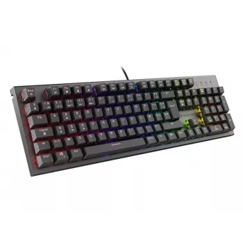 Mechaninė žaidimų klaviatūra Genesis Thor 300 RGB — raudoni jungikliai, kompaktiškas išdėstymas