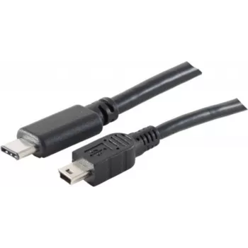 USB laidas S/CONN 77144-1.0 USB 2.0 1 m USB C – Mini-USB B juodas